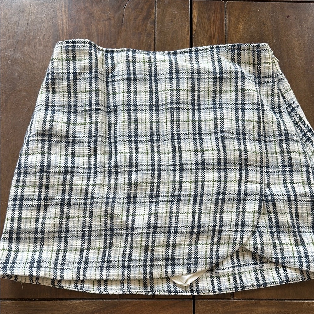 Plaid Mini Skort in Blue and White